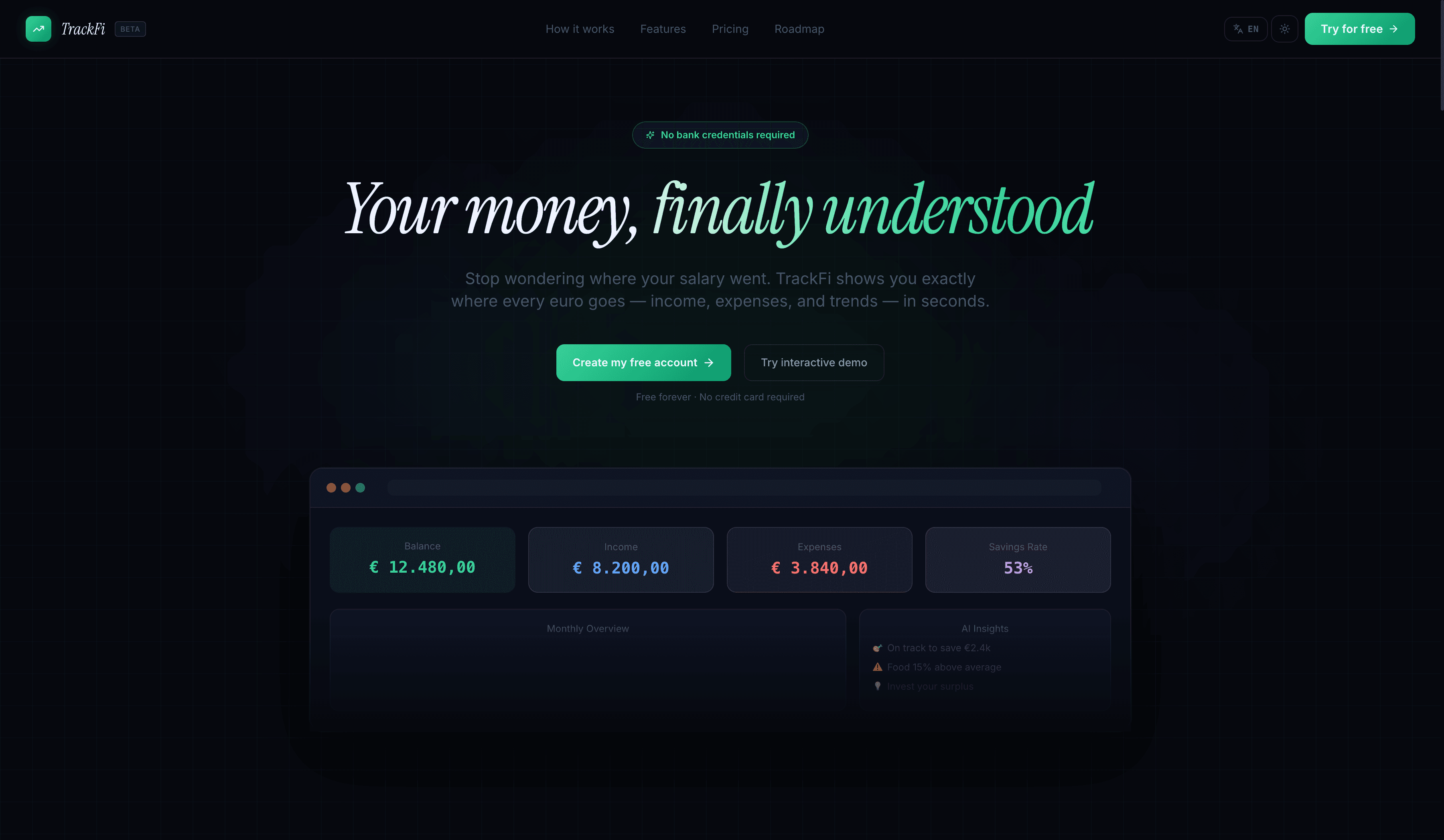 TrackFi screenshot 1